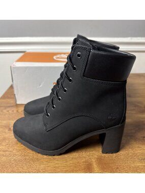 Timberland Allington 6" Lace-Up Black Nubuck Boots Shoes Womens Size 8